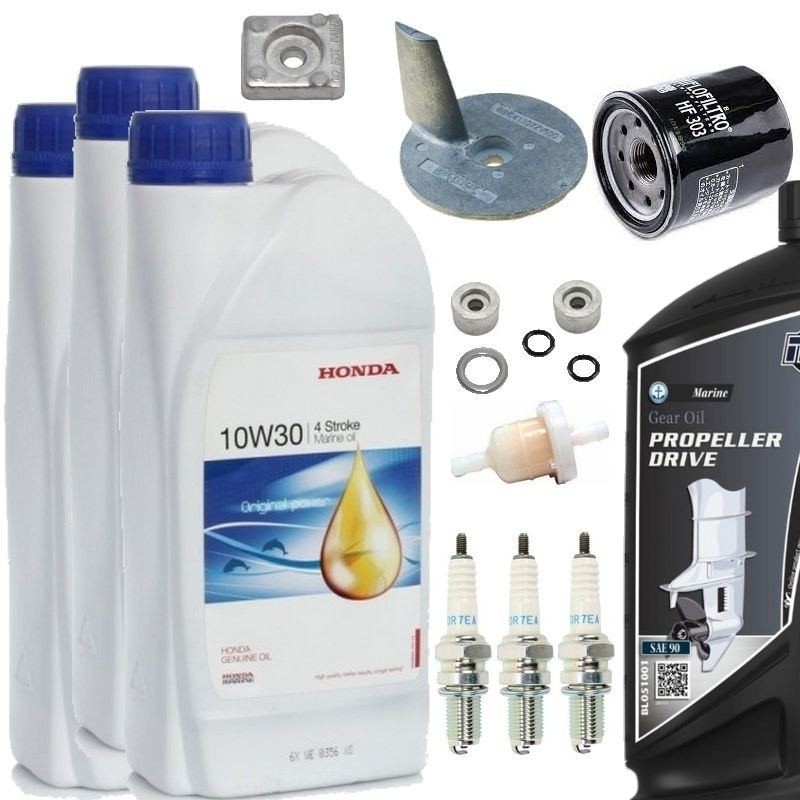 Recmar Maintenance Service Kit For Honda 25HP 30HP Outboard – Oil Filter & More (BF25D/BF30D)